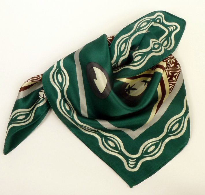 Apaszka gawroszka jedwabna zielona