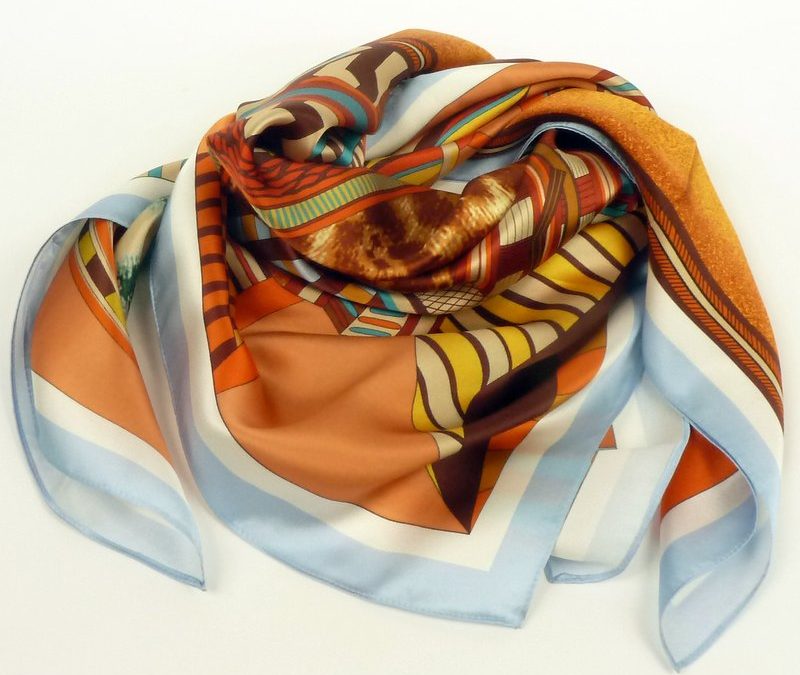 Apaszka jedwabna duża wzorzysta