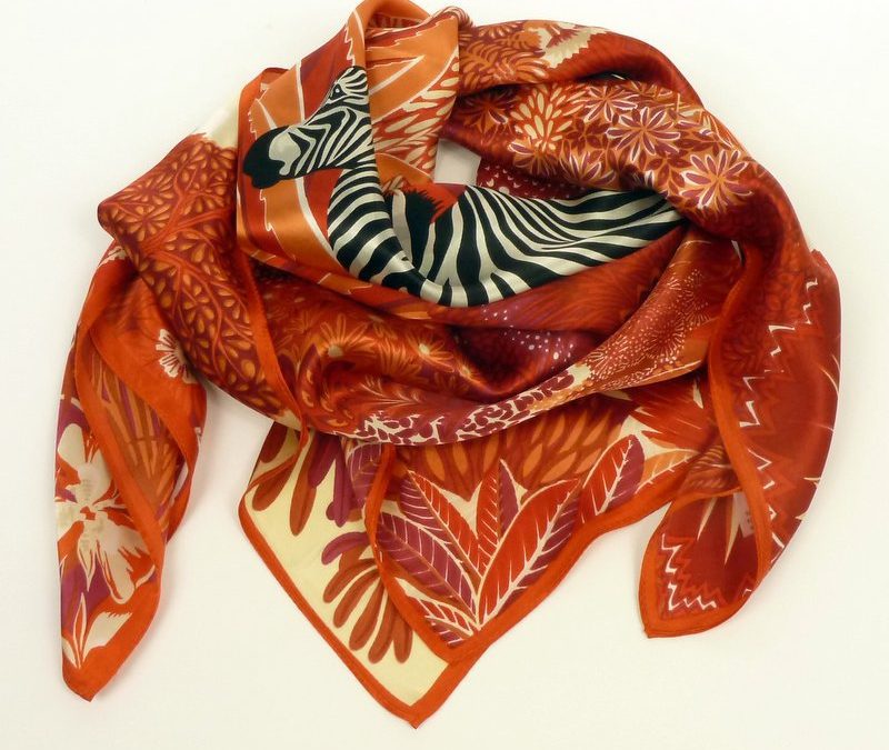 Apaszka jedwabna duża zebra