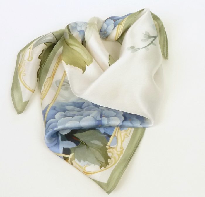 Apaszka jedwabna gawroszka hortensja