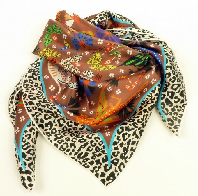 Apaszka jedwabna kolorowa wycinanka