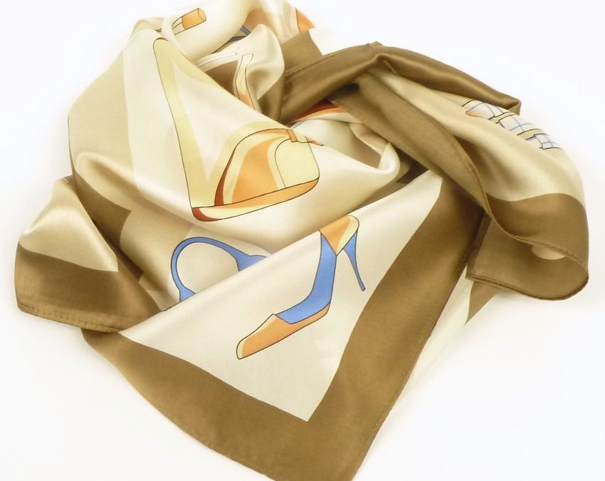 Apaszka jedwabna torebki beżowa