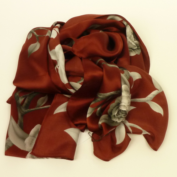 Szal jedwabny w kwiaty