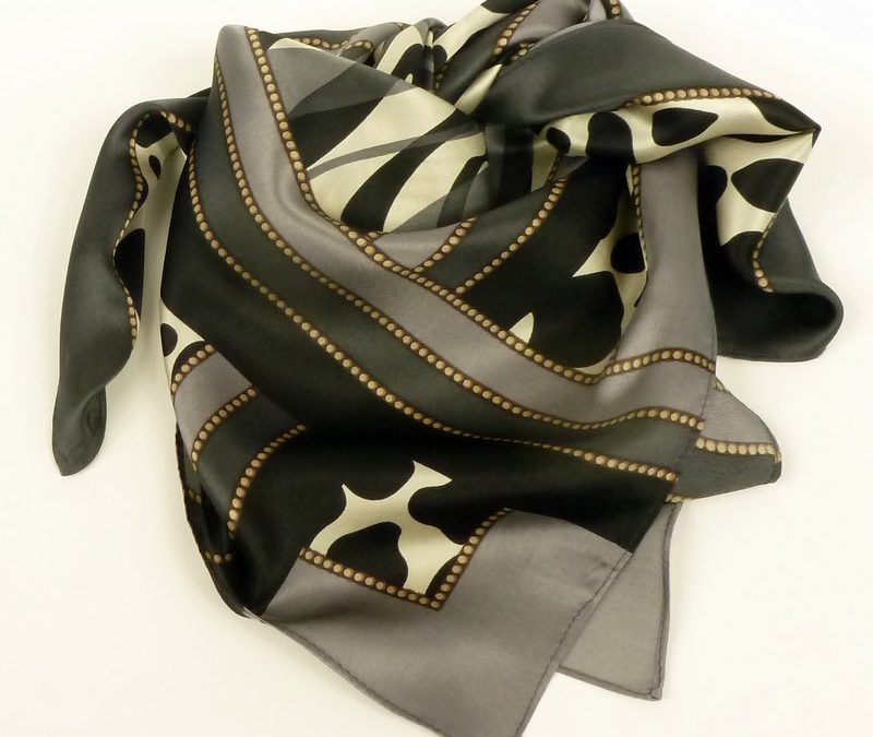 Elegancka apaszka jedwabna zebra i cętki