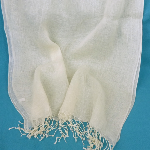 Szal z lnu mleczna biel