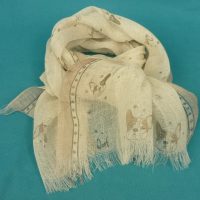 Szal lniany w pieski