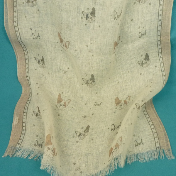 Szal lniany w pieski