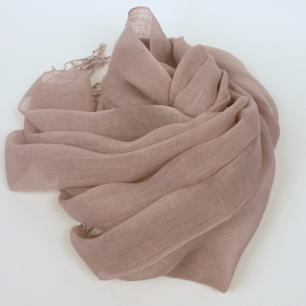Szal damski z lnu wrzosowy - obrazek 2