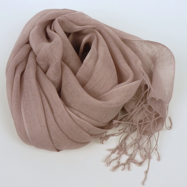 Szal damski z lnu wrzosowy - obrazek 3