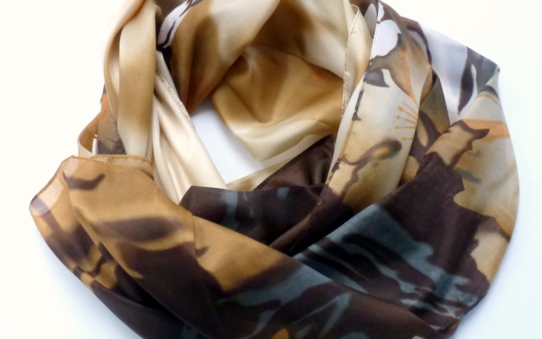 Szal jak jedwabny w kwiaty