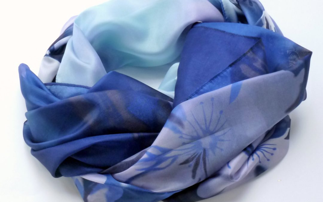 Szal jak jedwabny w kwiaty