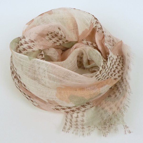 Szal z lnu pepitka brązowa - obrazek 2