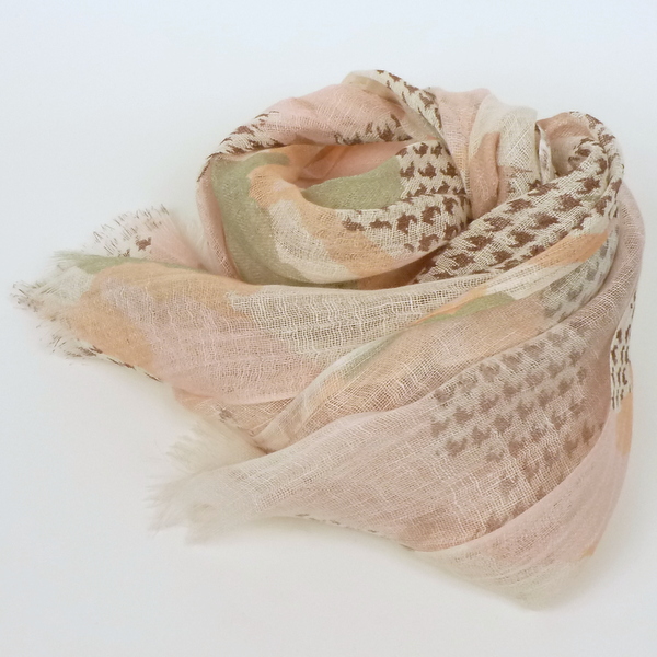 Szal z lnu pepitka brązowa - obrazek 3