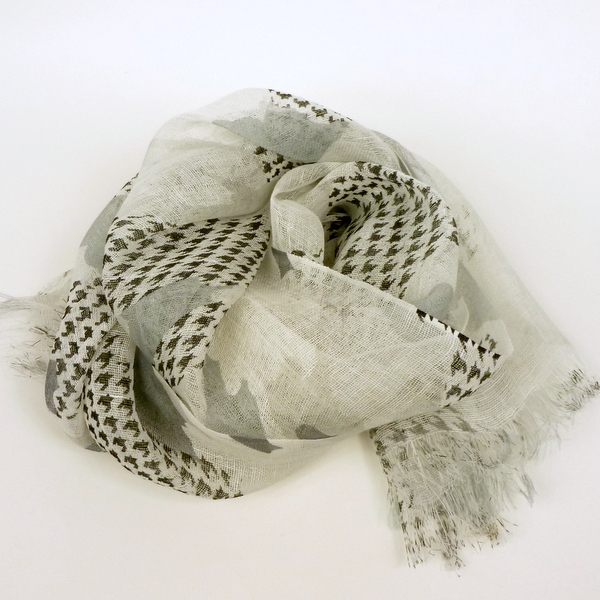 Szal z lnu pepitka szara - obrazek 2