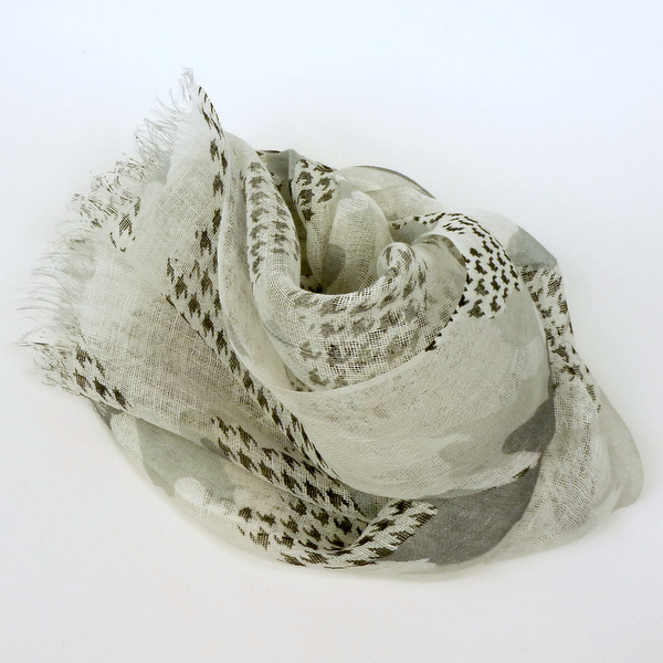 Szal z lnu pepitka szara - obrazek 3